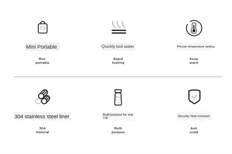 400 ml Verbesserter tragbarer Wasserkocher für den Wohnheimhaushalt mit geringem Stromverbrauch, Isolierung für Studenten, automatische elektrische Reiseheizung, Thermostattasse