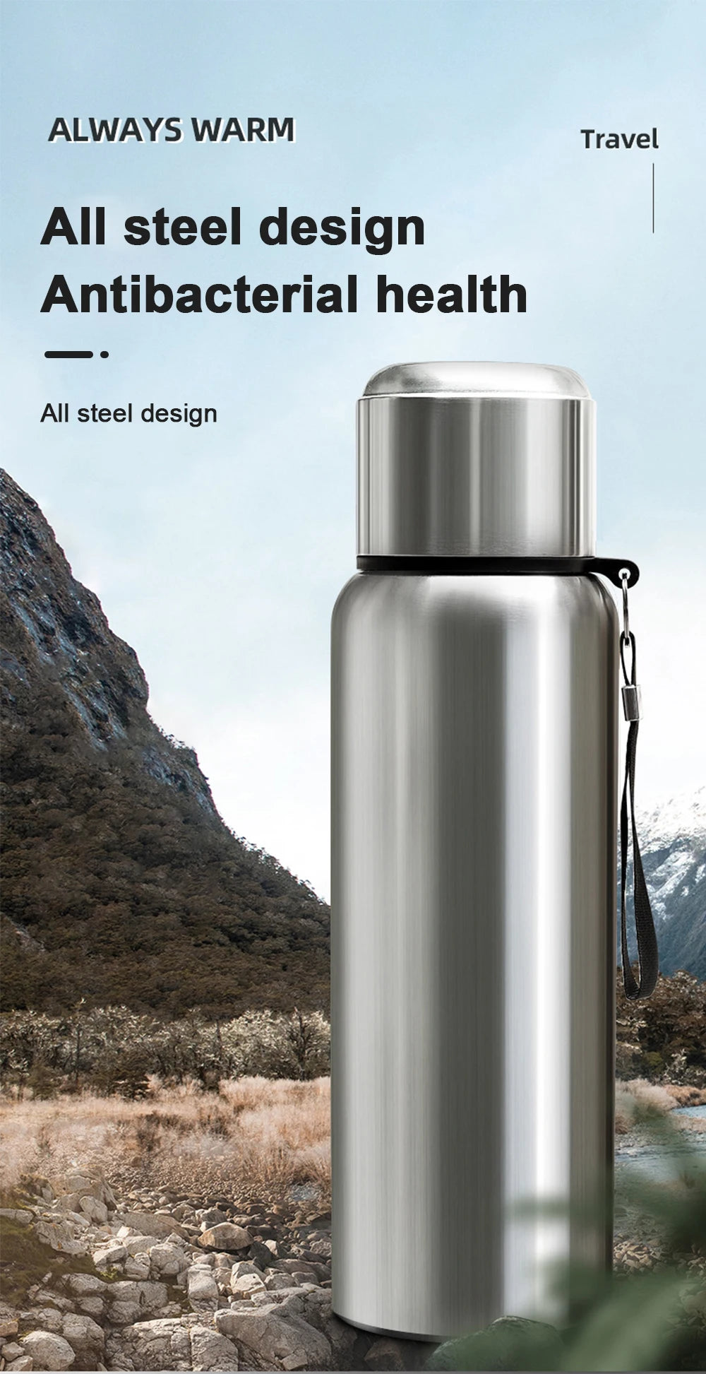 Large Capacity Stainless Steel Thermos Bottle LED Temperature Display Smart Water Bottle For Outdoor Vacuum Flask Thermal Mug