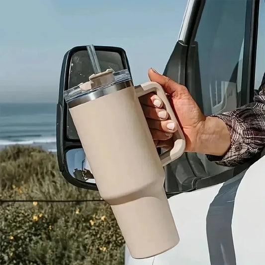Gourde Isotherme Inox 1.2L avec Poignée & Paille - Sport & Voyage