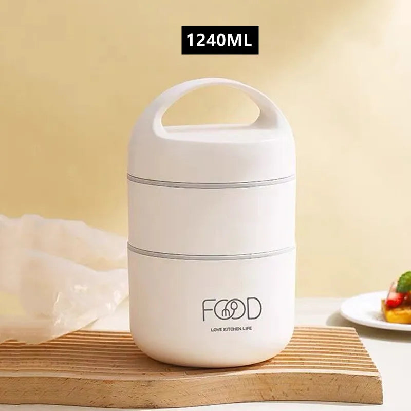 1590ml Large Capacity Stainless Steel 304 Lunch Box Leak-Proof Multilayer Thermal Bento Box Adult Student Soup Food Container