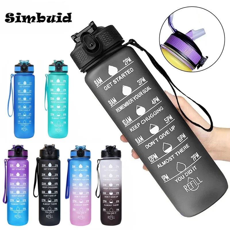 600ML Sports Water Bottle with Time Marker Leak-proof Cup Motivational Portable Water bottle for Outdoor Sport Fitness