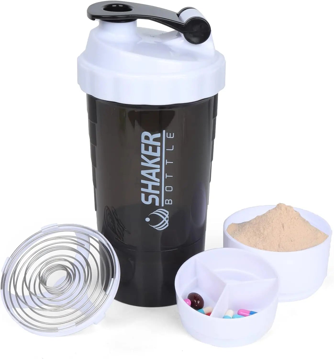 16OZ Protein-Shaker-Flaschen Tragbarer Sport-Fitness-Wasserbecher Mixpulver Shake-Becher Auslaufsicherer Milchshake-Rührkessel