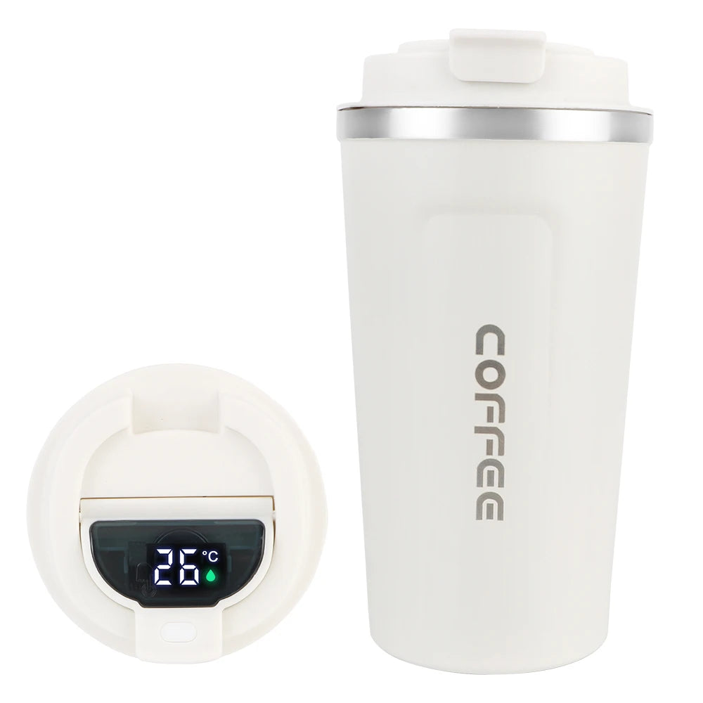 Thermo Cafe Coffee Mug Car Thermos Mug 380/510ML Leak_Proof Travel Thermo Cup for Tea Water Coffee Double Stainless Steel