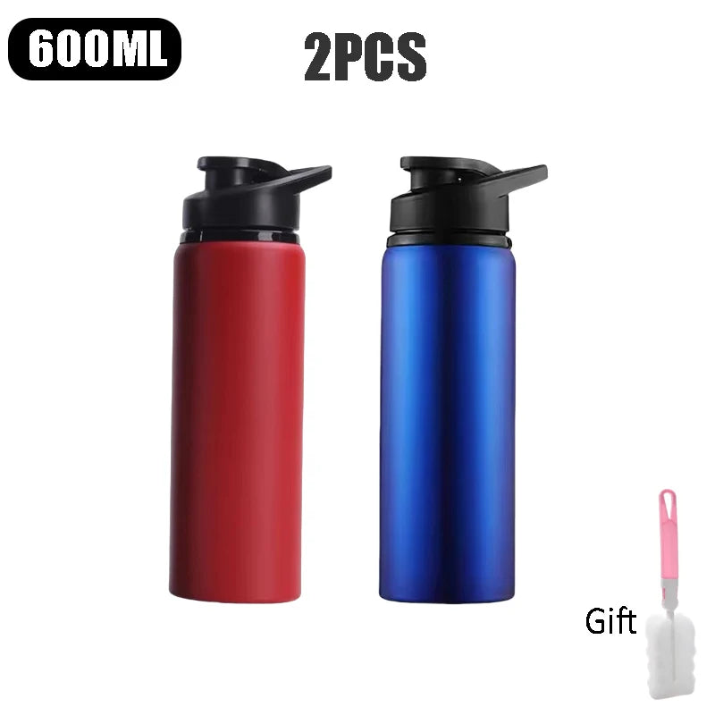 600ml Large Capacity Stainless Steel Sports Water Bottle for Outdoors Camping Cycling My Leak-proof Bike Travel Bottle