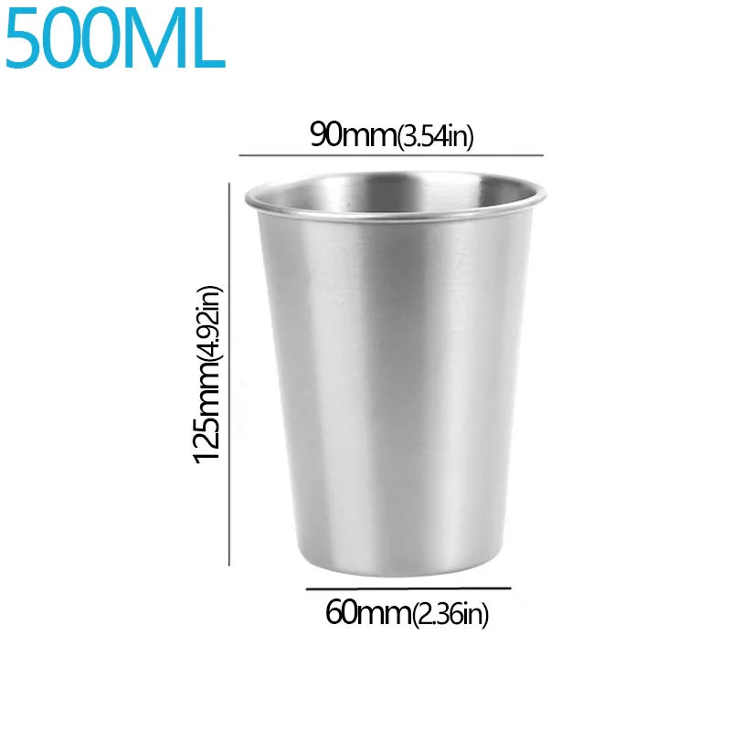 Stainless Steel Metal Cup Beer Cups Household Office Bar Wine Glass Coffee Tumbler Travel Camping Mugs Tea Mug Set Outdoor - Gabriel