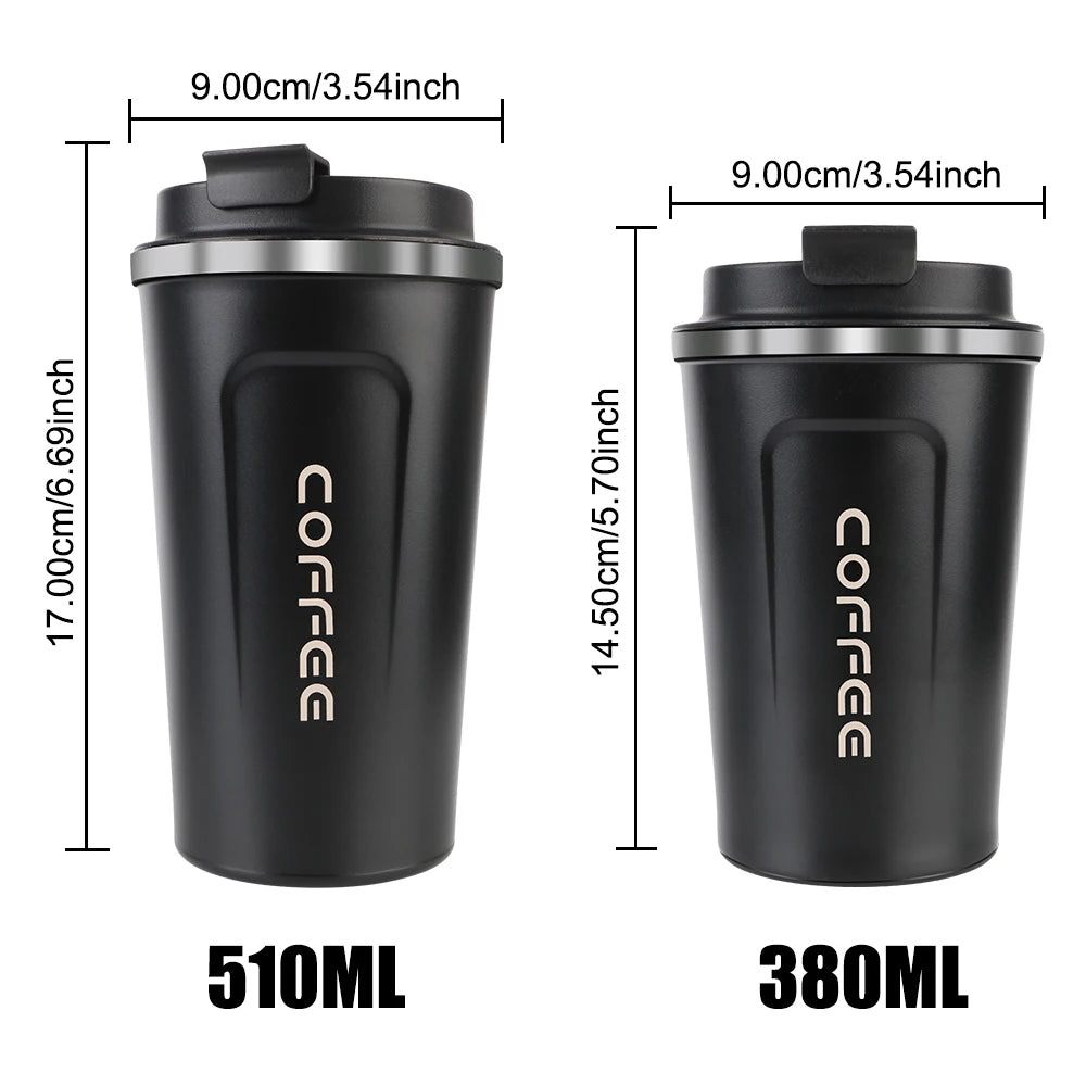 Thermo Cafe Car Thermos Mug for Tea Water Coffee Leak_Proof Travel Thermo Cup Coffee Mug 380/510ML Double Stainless Steel