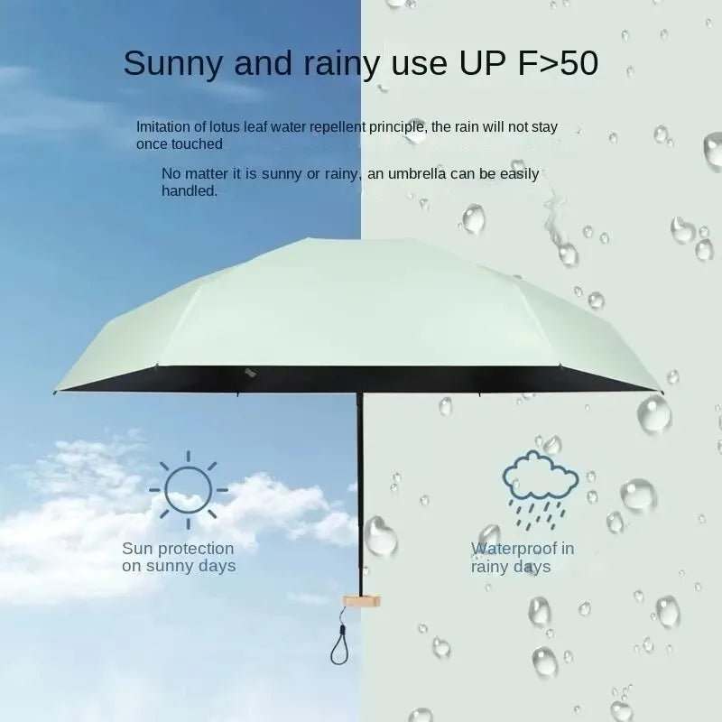 Mini-faltbarer automatischer Regenschirm, Anti-UV-Regen, Sonnenschirm, modisch, tragbar, winddicht, leicht, für Damen und Herren, Kinder