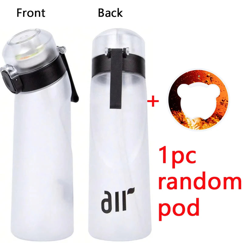 1pc Air Water Bottle With 1pc Random Flavor Pod Sports Fashion Straw Plastic Cup Leak Proof for Outdoor Sports Fitness