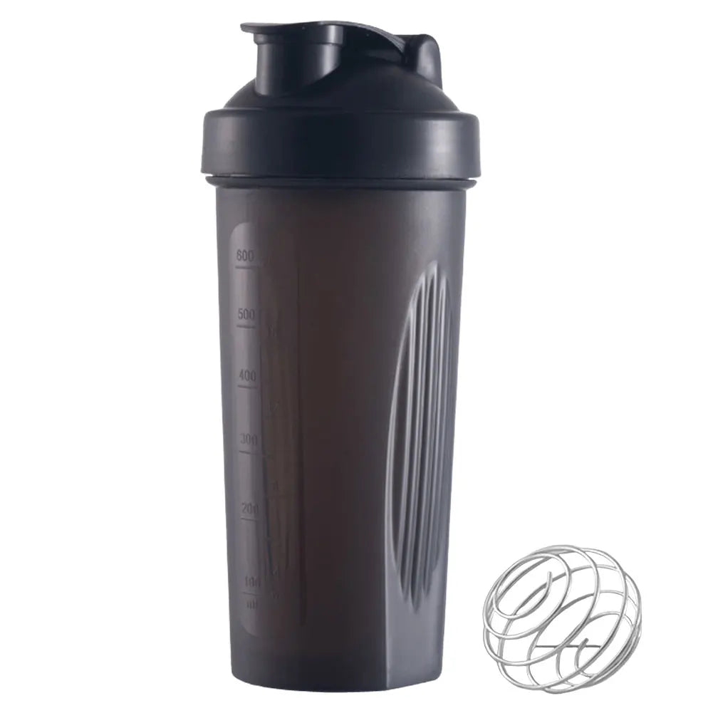 Tragbare Proteinpulver-Shaker-Flasche, 600 ml, auslaufsichere Wasserflasche für Fitnessstudio, Fitnesstraining, Sport-Mixbecher mit Skala