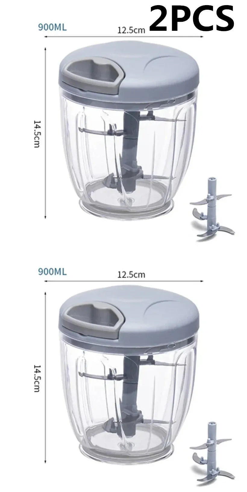 500/900 ml Knoblauchhacker, manuell drehbar, Gemüseschneider, Zerkleinerer, Schneidemaschine, Obst- und Knoblauchbrecher, Küchenhelfer, Mixer, Fleischwolf