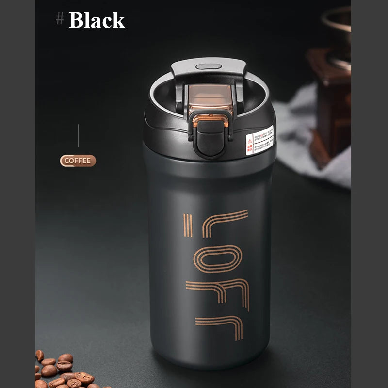 Portable Coffee Cup 316 Stainless Steel Cold Water Hot Water Straw Student Cup Cycling/Outdoor Sports/Travel Leakproof Cup