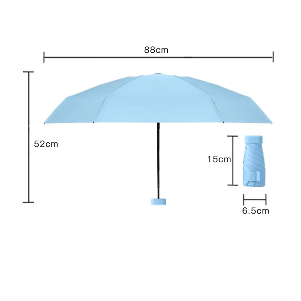 Mini Portable Umbrella Sun Umbrella With Case Set Parasol Rain and Shine Dual Use Unisex Travel Protable Folding Pocket Mini