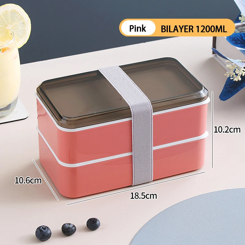 Wooden Grain Lunch Box Large Capacity Double Layer Sealed Leak Proof Microwave Oven Bento Box Food Storage Portable Tableware