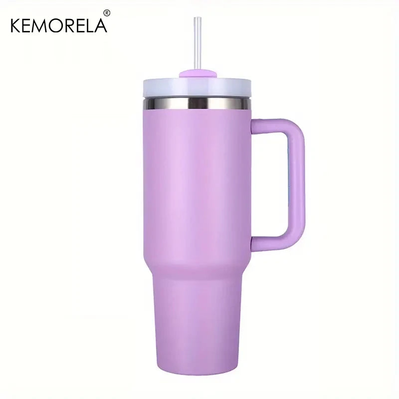 KEMORELA Tumbler With Handle Lid Straw Stainless Steel Water Bottle 887/1182ML Vacuum Thermos Cup Travel Car Coffee Mug - Gabriel