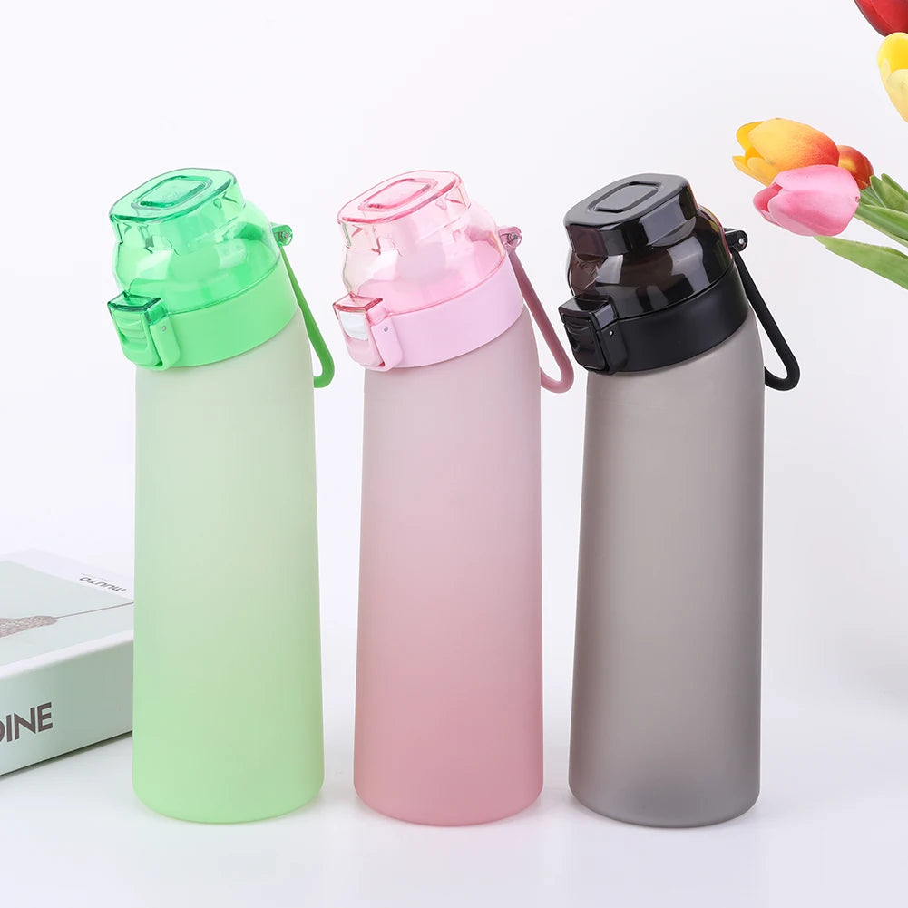 650ML/22oz Sports Water Bottle With 7 Flavor Pods Scented Leakproof Fruit Flavor Water Cup W/ Straw For Gym Outdoor Activities