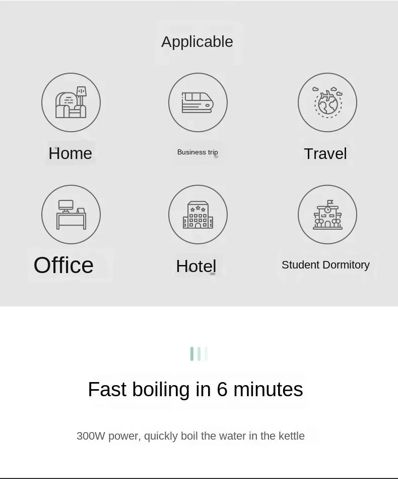 400 ml Verbesserter tragbarer Wasserkocher für den Wohnheimhaushalt mit geringem Stromverbrauch, Isolierung für Studenten, automatische elektrische Reiseheizung, Thermostattasse