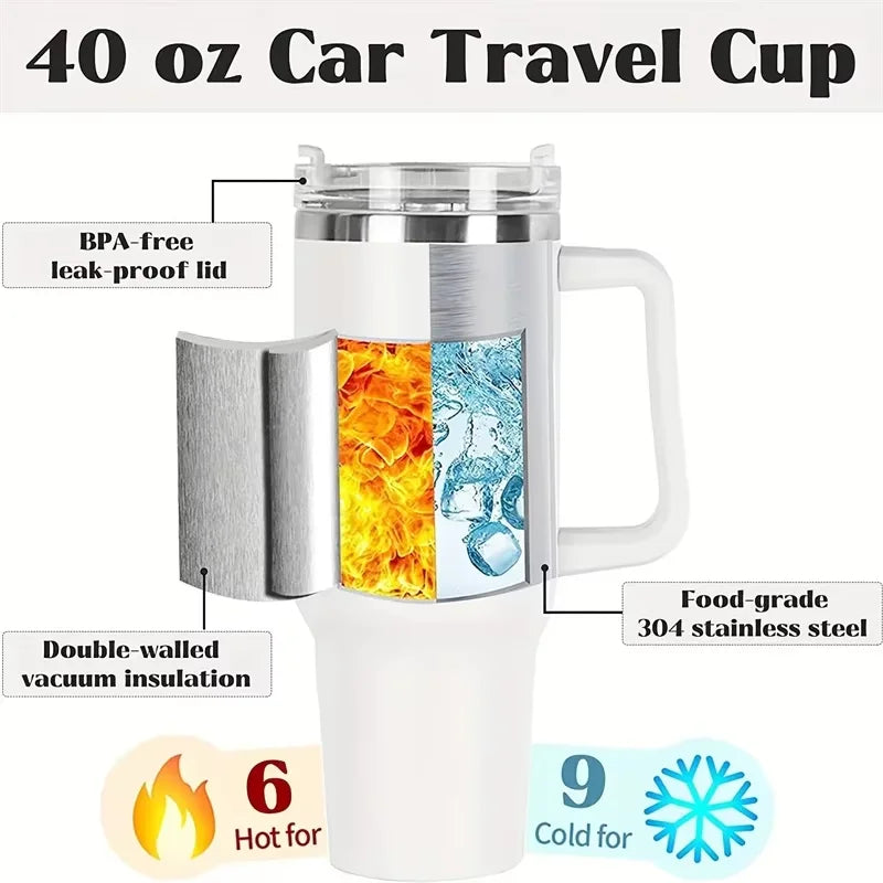 40oz Tumbler Vakuumisolierte Thermoskanne Benutzerdefinierte Reisebecher Edelstahl Wasserflasche Kaffeebecher mit Griff Outdoor Drinkware