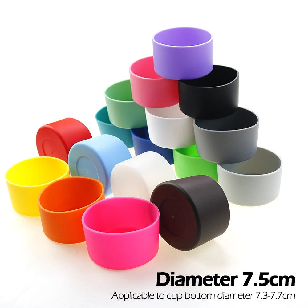 For Better Life 1Pc 7.5cm Soft Silicone Cup Bottom Sheath Protector Sleeve For Glass Water Tea Bottle Anti Damage Accessories