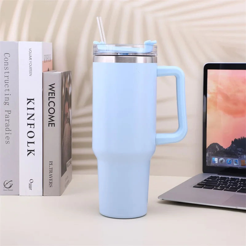 40oz Stainless Steel Insulated Water Bottle With Handle Drinking Cups Keeps Cold Tumbler With Lid Straw Mug for Summer Outdoor