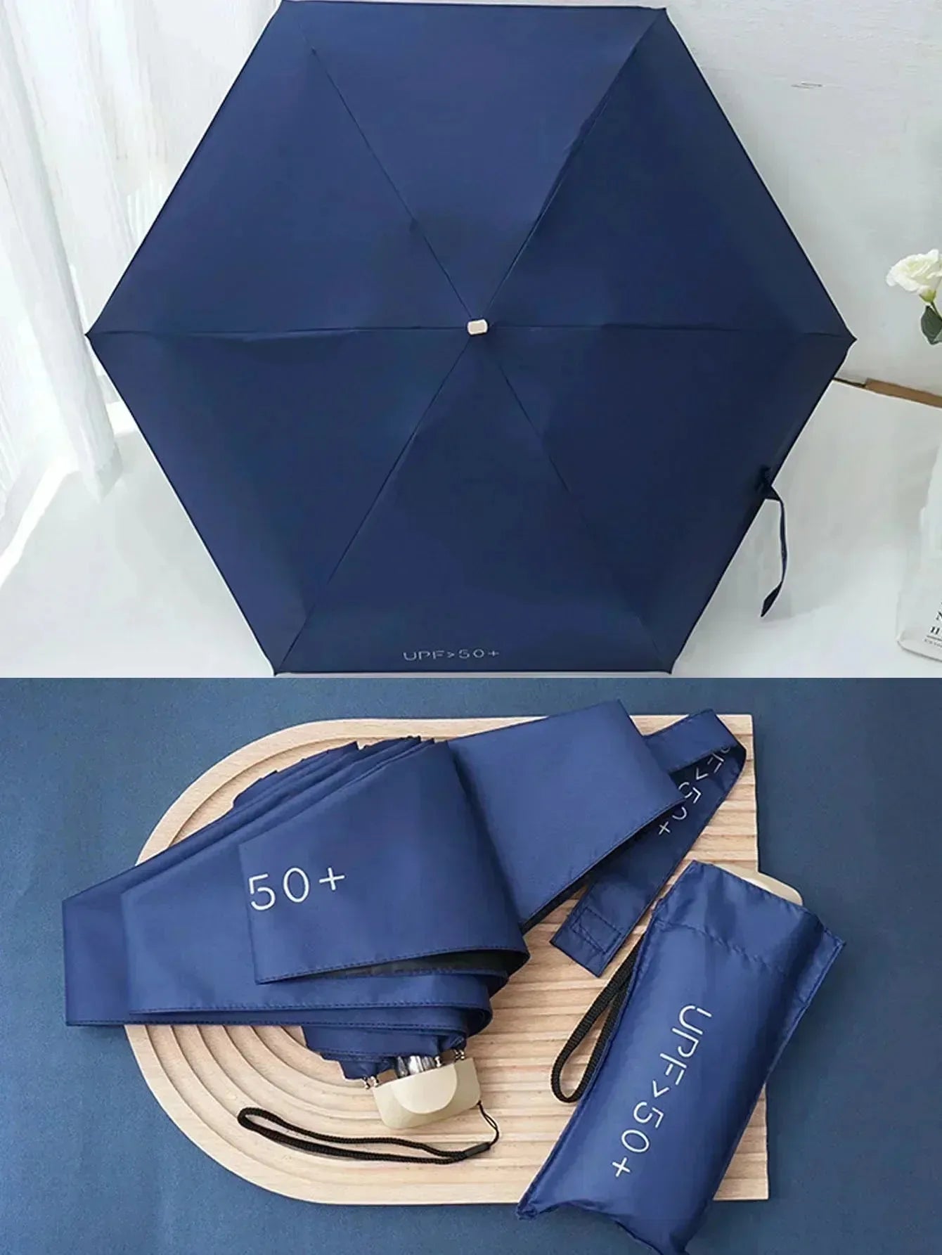 Mini sunshade, flat, manual sunscreen, portable sunshade, good-looking, sunny and rainy umbrella, foldable, compact