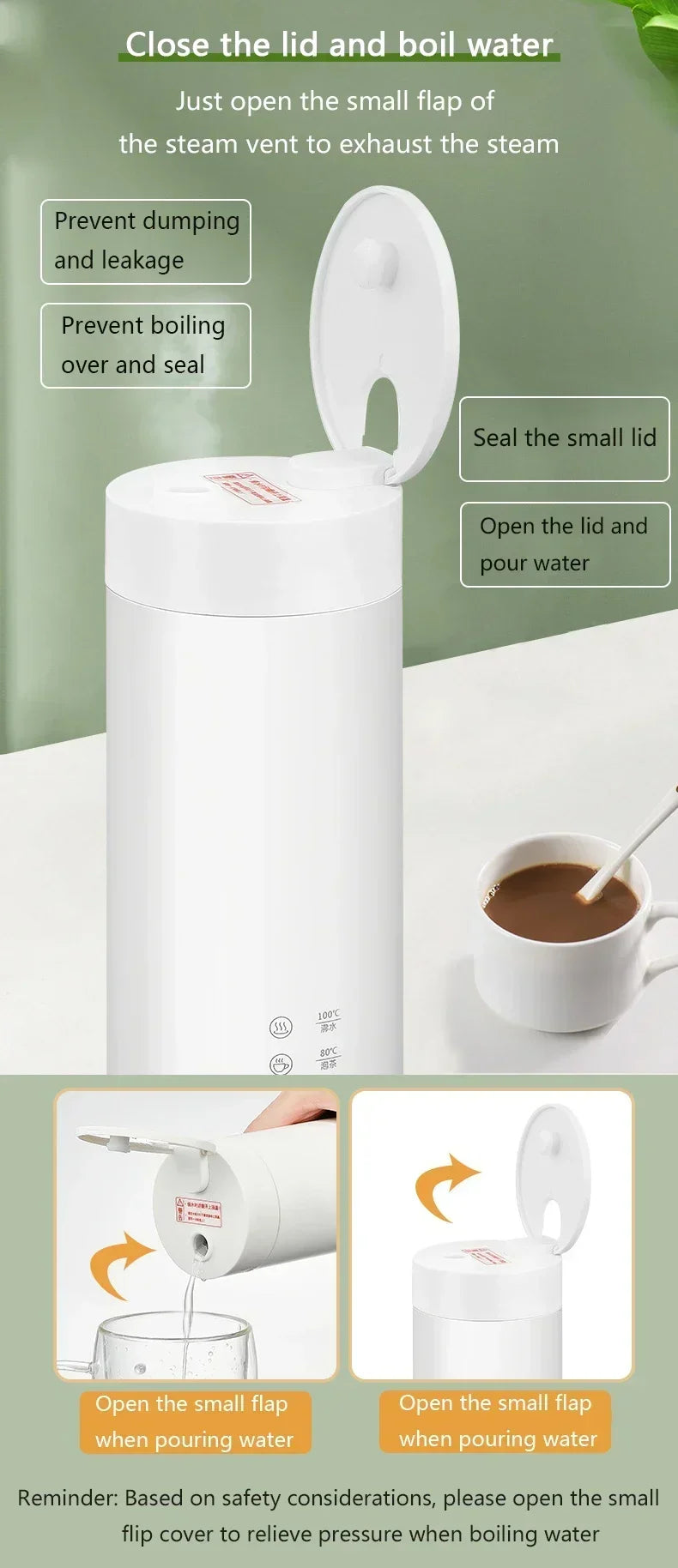 400ML electric water cup intelligent boiling cup electric cup multifunctional health cup portable boiling electric kettle