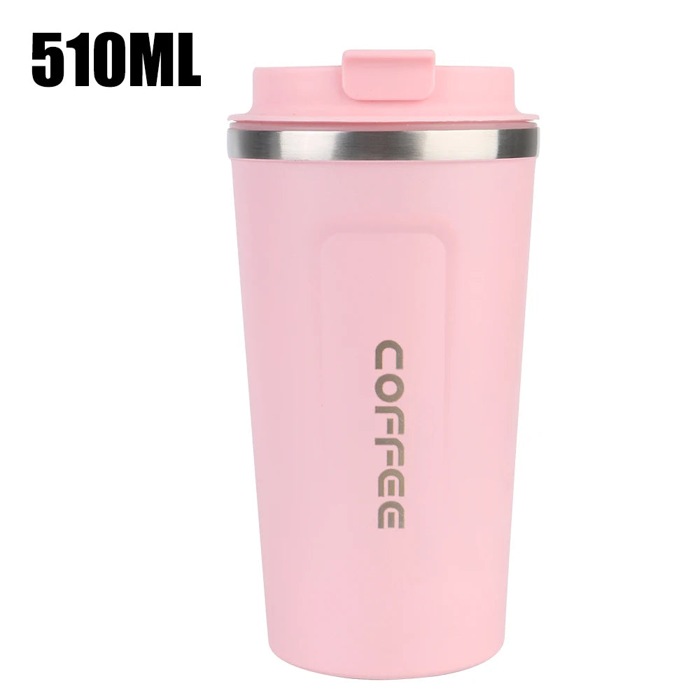 Thermo Cafe Coffee Mug Car Thermos Mug 380/510ML Leak_Proof Travel Thermo Cup for Tea Water Coffee Double Stainless Steel