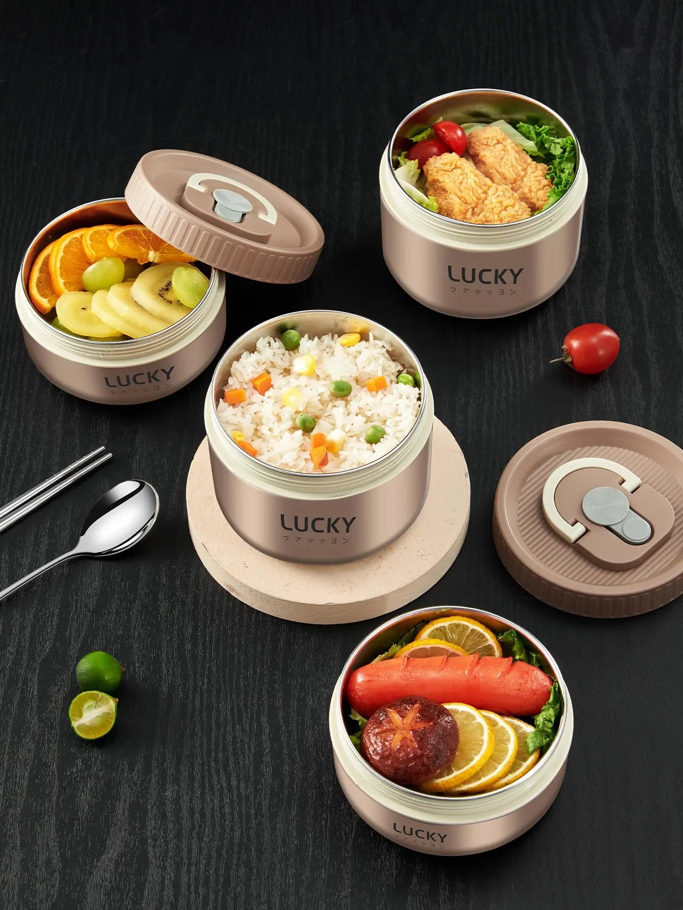 WORTHBUY Lunchbox aus 304 Edelstahl, tragbar, auslaufsicher, für Studenten, mikrowellengeeignet, isolierte Bento-Box mit Griff