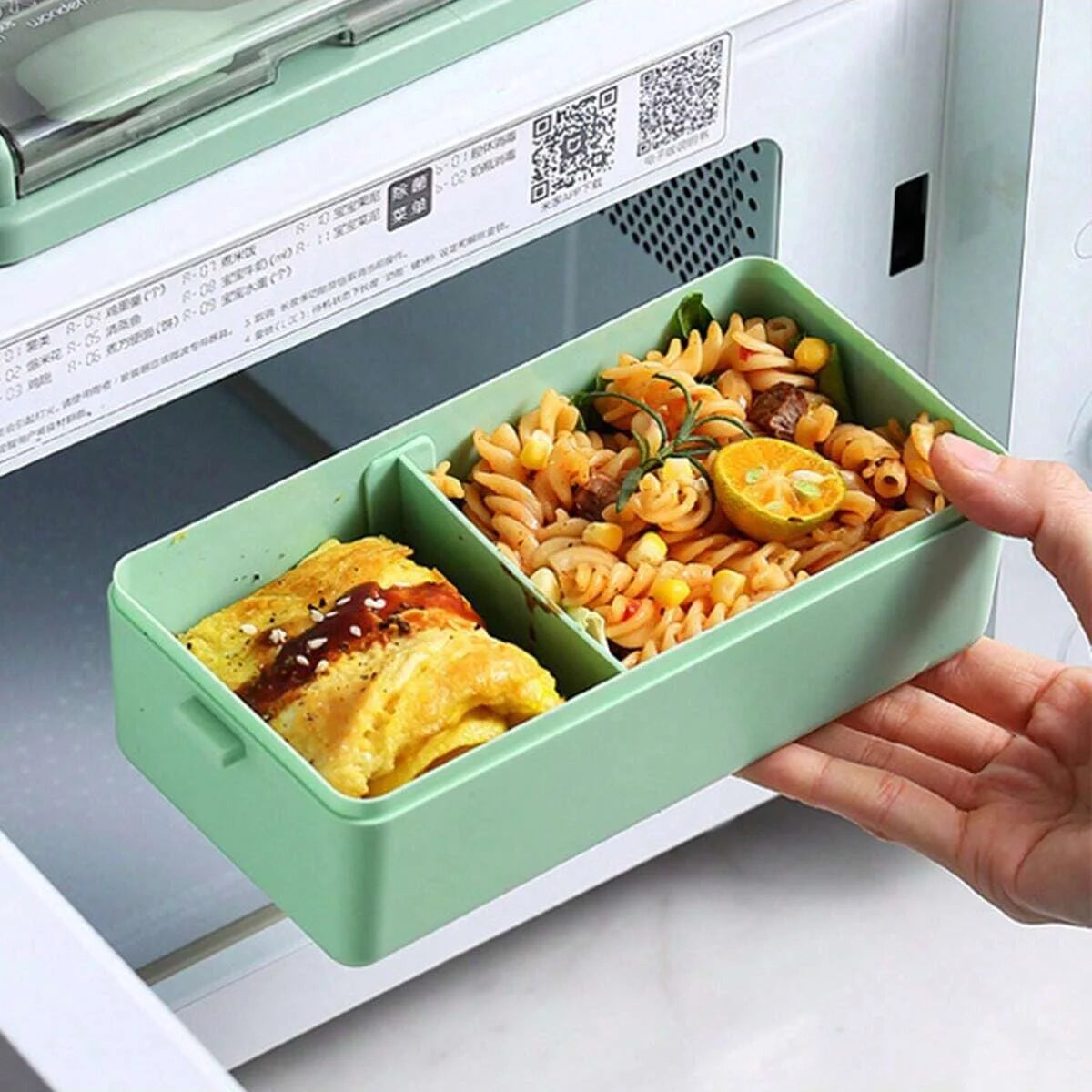 1Set Double Layer Portable Lunch Box For Kids With Fork and Spoon Microwave Bento Boxes Dinnerware Set Food Storage Container