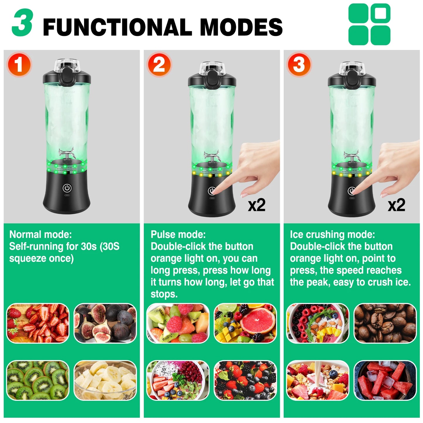 Tragbarer Mini-Mixer, 600 ml, per USB wiederaufladbarer kleiner Smoothie-Mixer, Reisemixer mit großer Kapazität, tragbarer Smoothie-Mix, mixt Eis