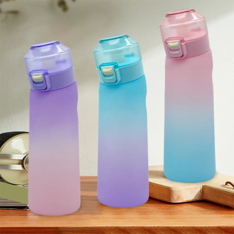 LUSQI Air Flavored Water Bottle With 7 Flavor Ring Sports Fashion Straw Tritan Plastic Cup Suitable for Outdoor Sports Fitness