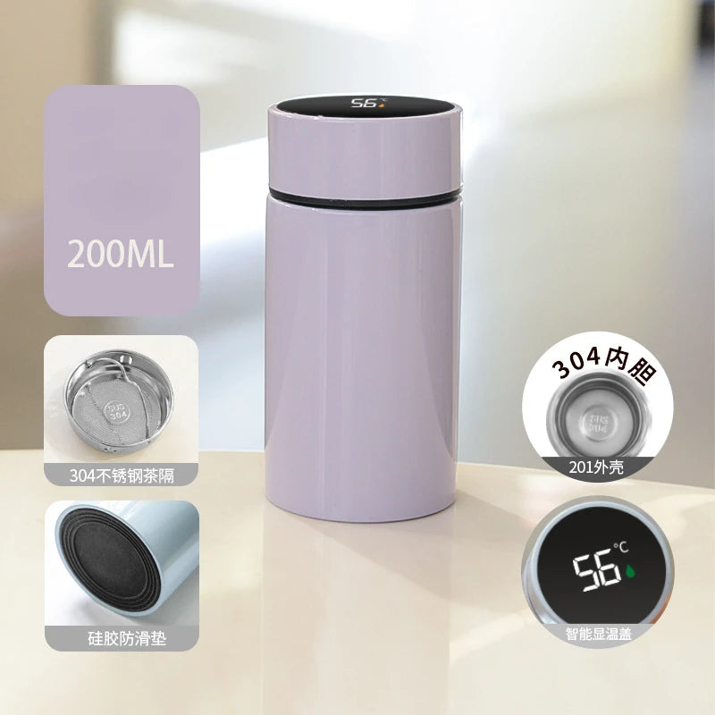 Smart Mini Pocket Thermos Cup 200ml Temperature Display Water Bottle Stainless Steel Vacuum Flasks Thermoses with Filter