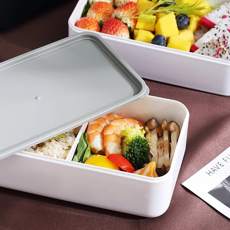 Wooden Grain Lunch Box Large Capacity Double Layer Sealed Leak Proof Microwave Oven Bento Box Food Storage Portable Tableware