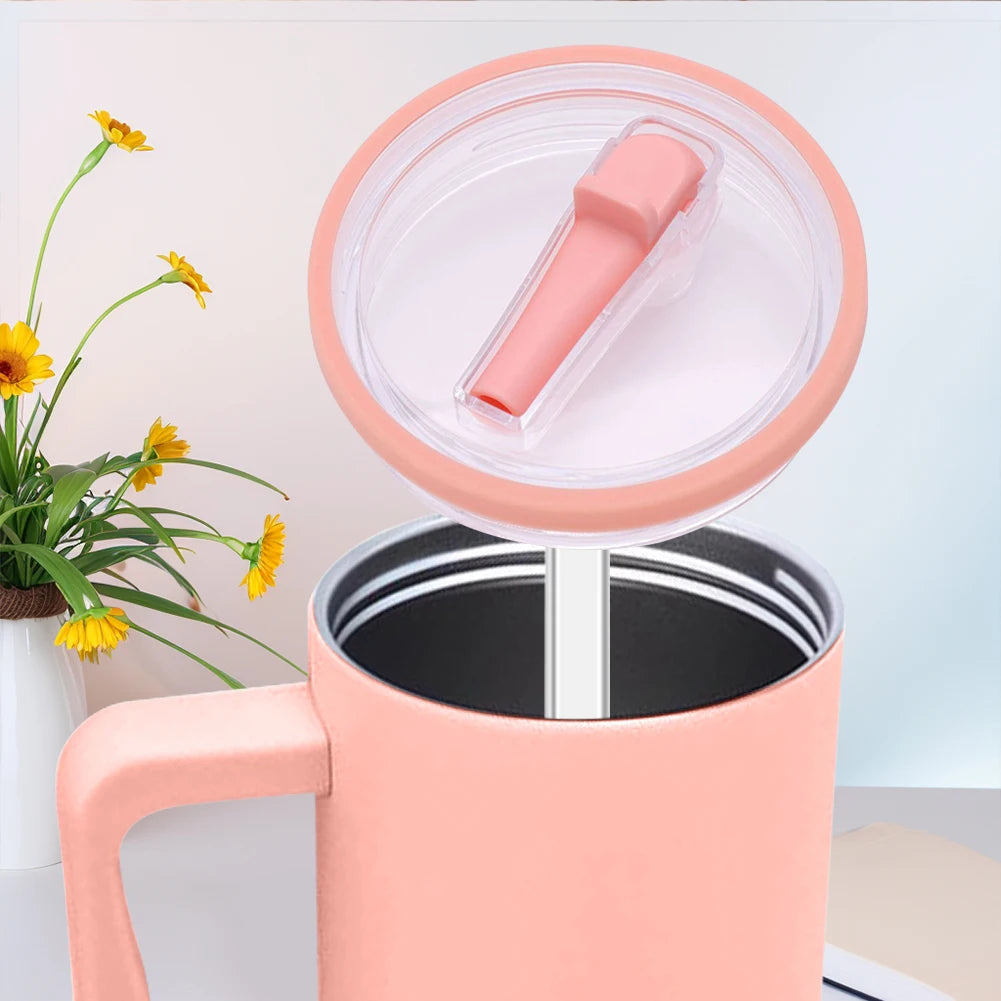 40Oz Tumbler Flip Straw Lid Replacement Spill Proof Reusable Straw Cap Dustproof Tumbler Lids for Stanley 40oz Mug Accessories