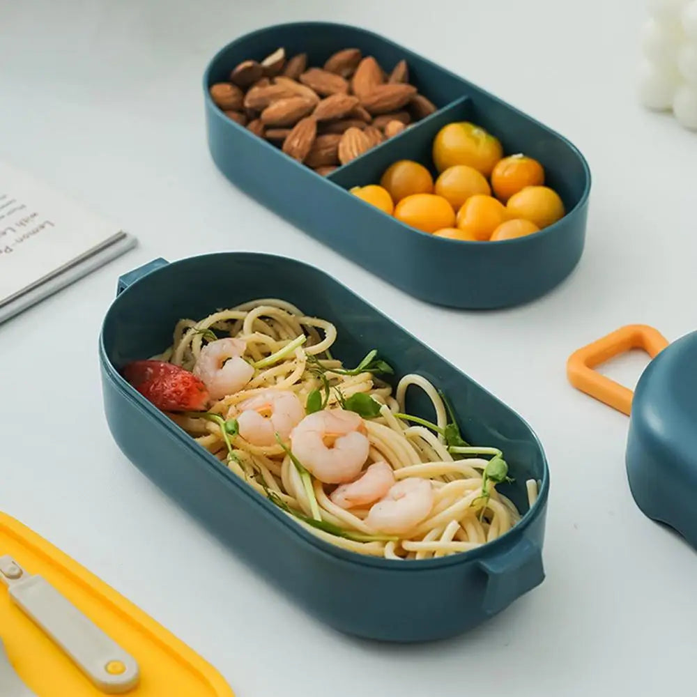 Portable Lunch Box For Kids Microwave Safe Plastic Bento Box With Compartments & Sauce Box Stackable Salad Fruit Food Container