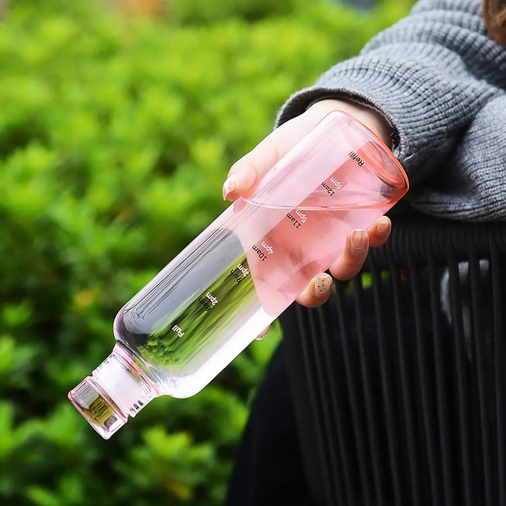 500/750ML Water Bottle INS Style Timescale Transparent Tea Coffee Cup Leakproof Juice Bottle for Student