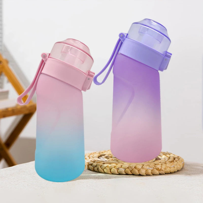 LUSQI 500ML Air Flavored Water Bottle With 9 Flavor Rings Sports Fashion Straw For Outdoor Sports Activities