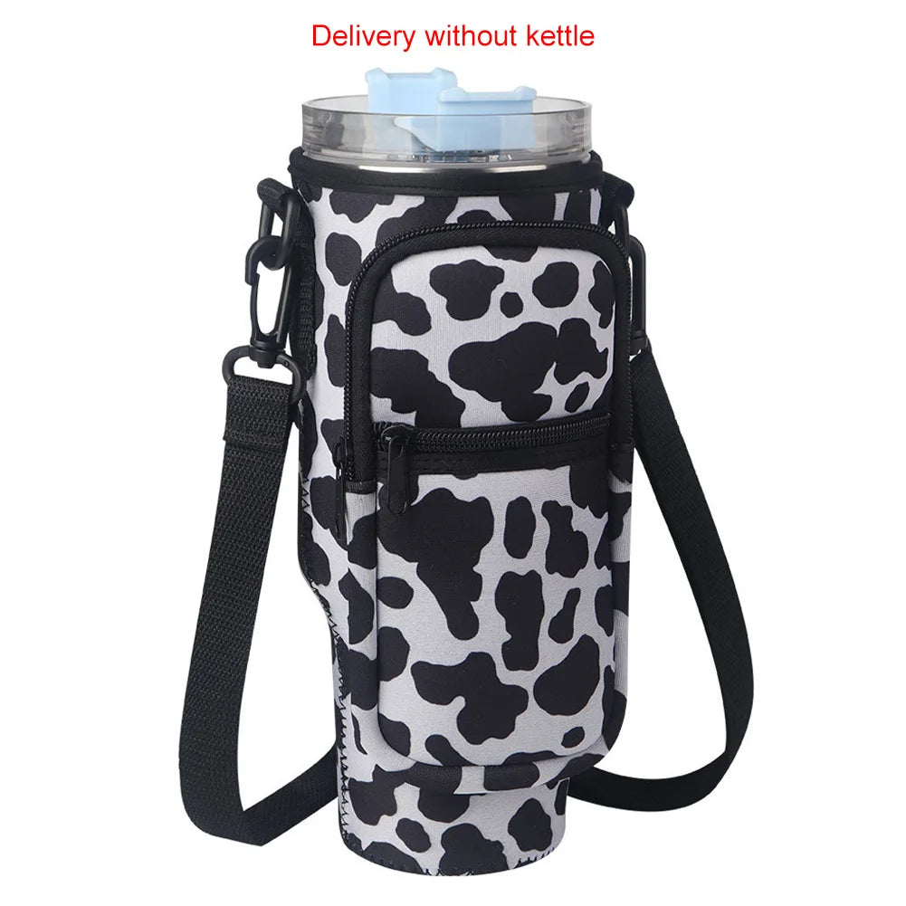 Portable Water Bottle Carrier Bag with Phone Pocket for Stanley 40oz Tumbler with Handle Neoprene Water Bottle Holder Pouch