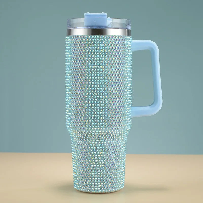 Cross-border new 40oz diamond car cup double-layer thickened 304 stainless steel rhinestone high-value thermos cup