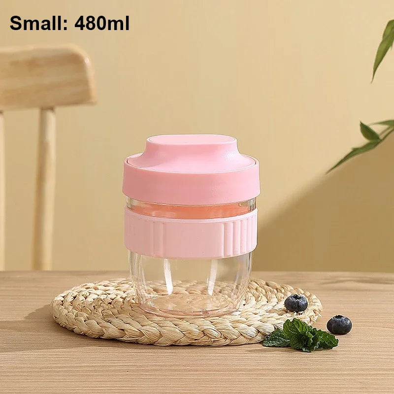 480/570ml Breakfast Cup Portable Oatmeal Cereal Nut Yogurt Salad Cup With Spoon Picnic Lunch Box Students Food Storage Container - Gabriel