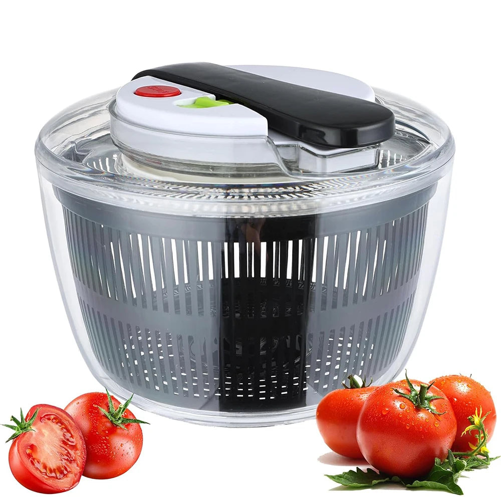 LMETJMA 3L Salatschleuder Große Salatschleuder Mit Deckel Einhand-Easy-Press-Salatschleuder Waschmaschine Trockner Abtropffläche Mixer JT249