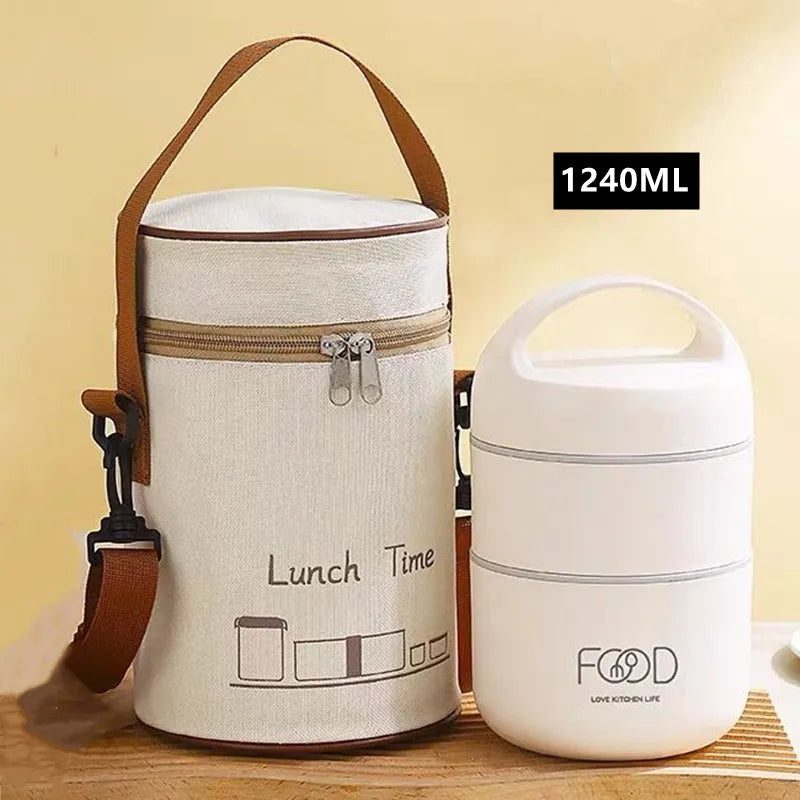 1590ml Large Capacity Stainless Steel 304 Lunch Box Leak-Proof Multilayer Thermal Bento Box Adult Student Soup Food Container