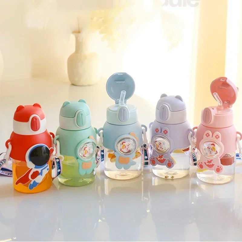 600ML Children's Water Cup Anti Drop Straw Cup Cartoon Student School Travel Portable Leak Proof Drinking Cup Living Supplies