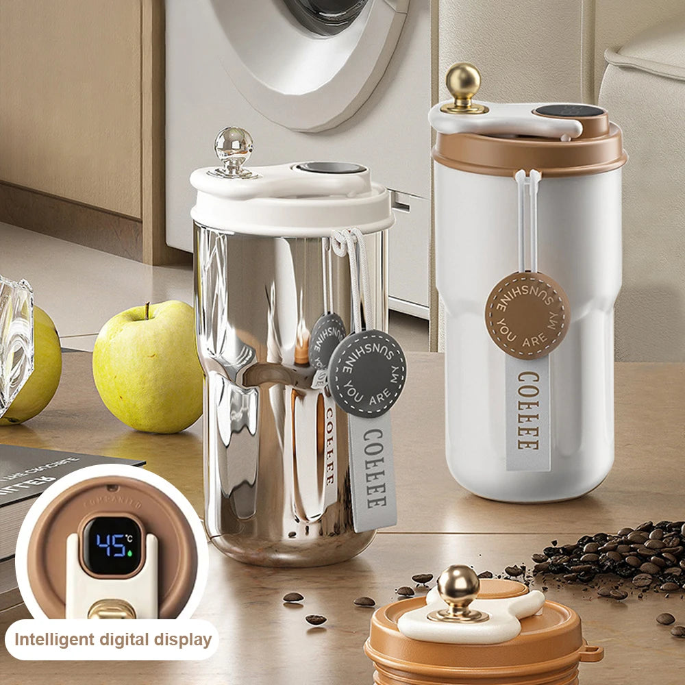 Intelligent Thermos Bottle LED Temperature Display Coffee Cup Thermos Convenient High-value Couple Cup 420ml