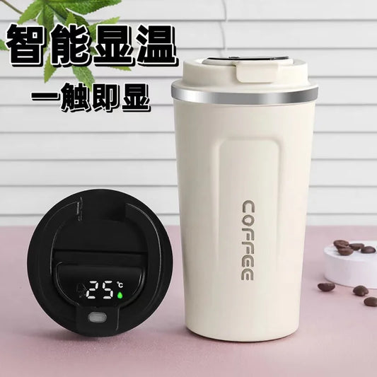 Intelligent temperature display thermos cup 304 stainless steel double-layer thermos cup Coffee cup Business car thermos cup