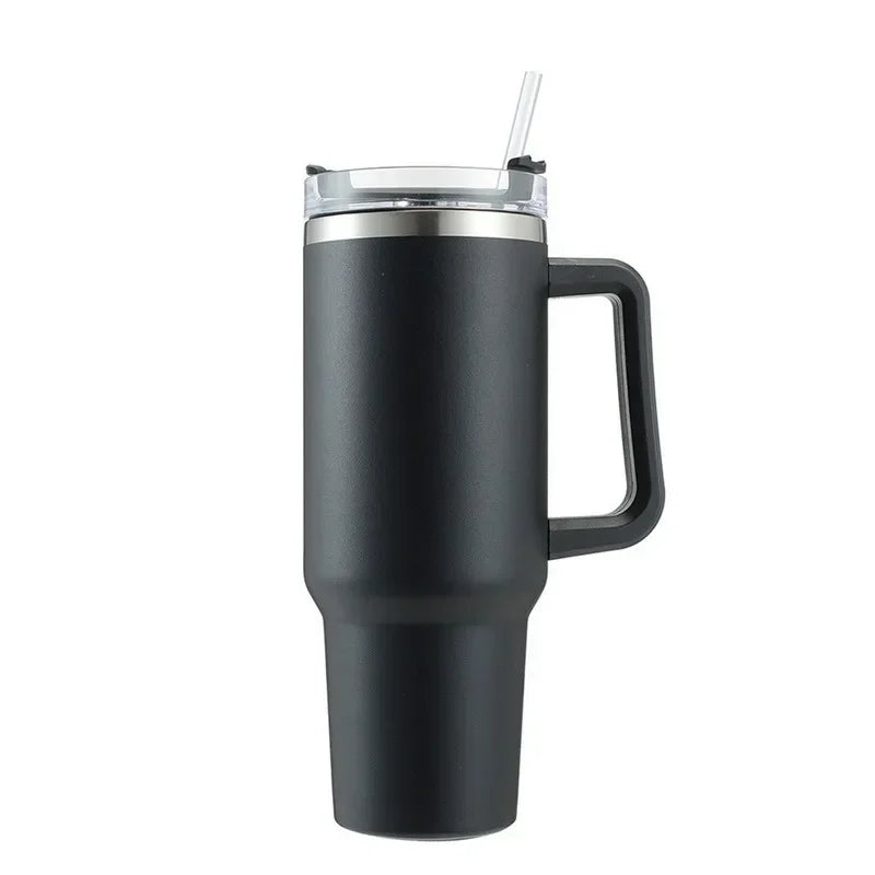 40OZ Straw Insulation Cup with Handle Portable Car Stainless Steel Coffee Water Bottle LargeCapacity Travel BPA Free Thermal Mug - Gabriel