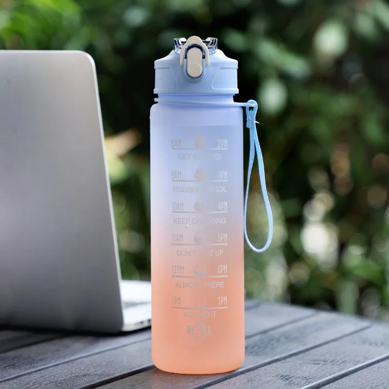 Sports Water Bottle with Time-Tracking Straw Leak Proof Locking Flip Cover for Easy Carry Ideal for Outdoor Adventures