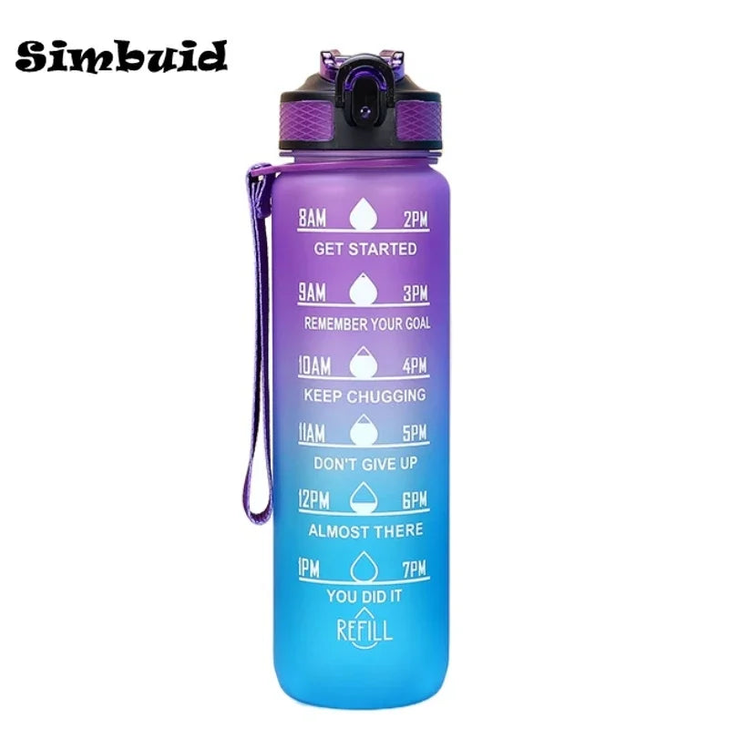 1 Liter Large Capacity Sports Water Bottle Leak Proof Colorful Plastic Cup Drinking Outdoor Travel Portable Gym Fitness Jugs