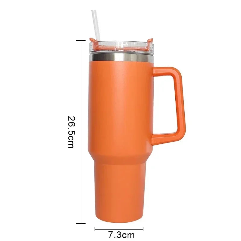 40oz Mug Tumbler With Handle Insulated Tumbler With Lids Straw Stainless Steel Coffee Tumbler Termos Cup for Travel Thermal Mug - Gabriel