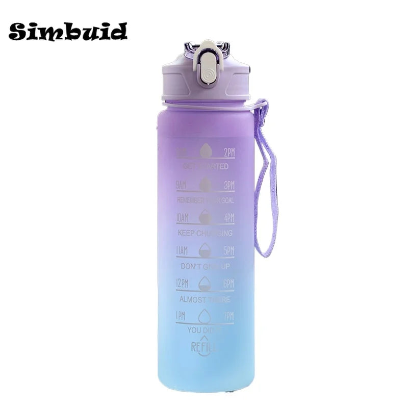 600 ml Sportwasserflasche mit Zeitmarkierung, auslaufsicherer Becher, motivierende tragbare Wasserflasche für Outdoor-Sport-Fitness