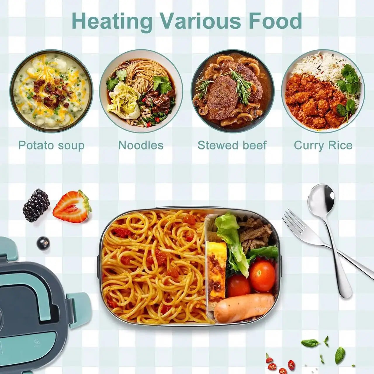 Heated lunch box, electric thermal insulation, plug-in, office worker, student dormitory steamed meal self-heating lunch box